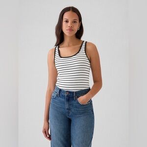GAP Black and White Striped Modern Tank Top